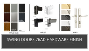 Hardware and finishes for swing doors