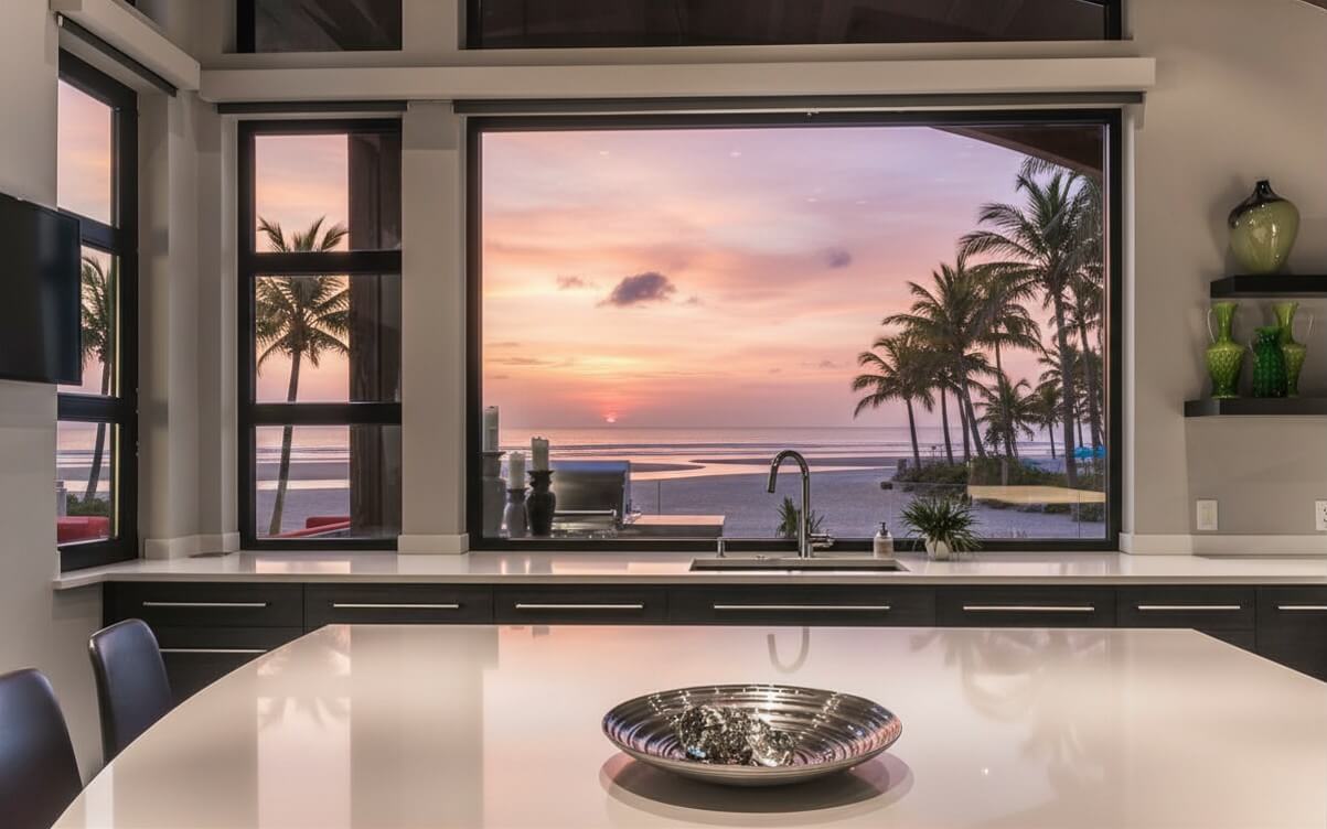 Impact picture windows for an unobstructed beach view