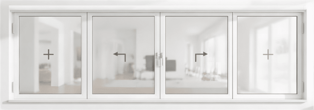 Lift and slide doors in a four panel configuration